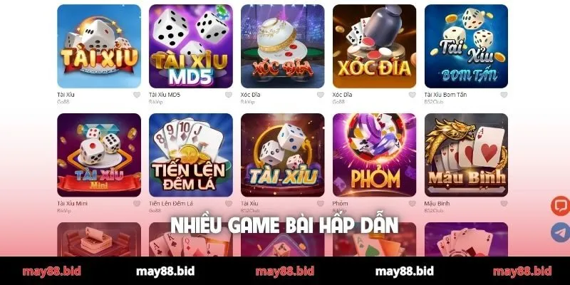 Nhiều game bài hấp dẫn